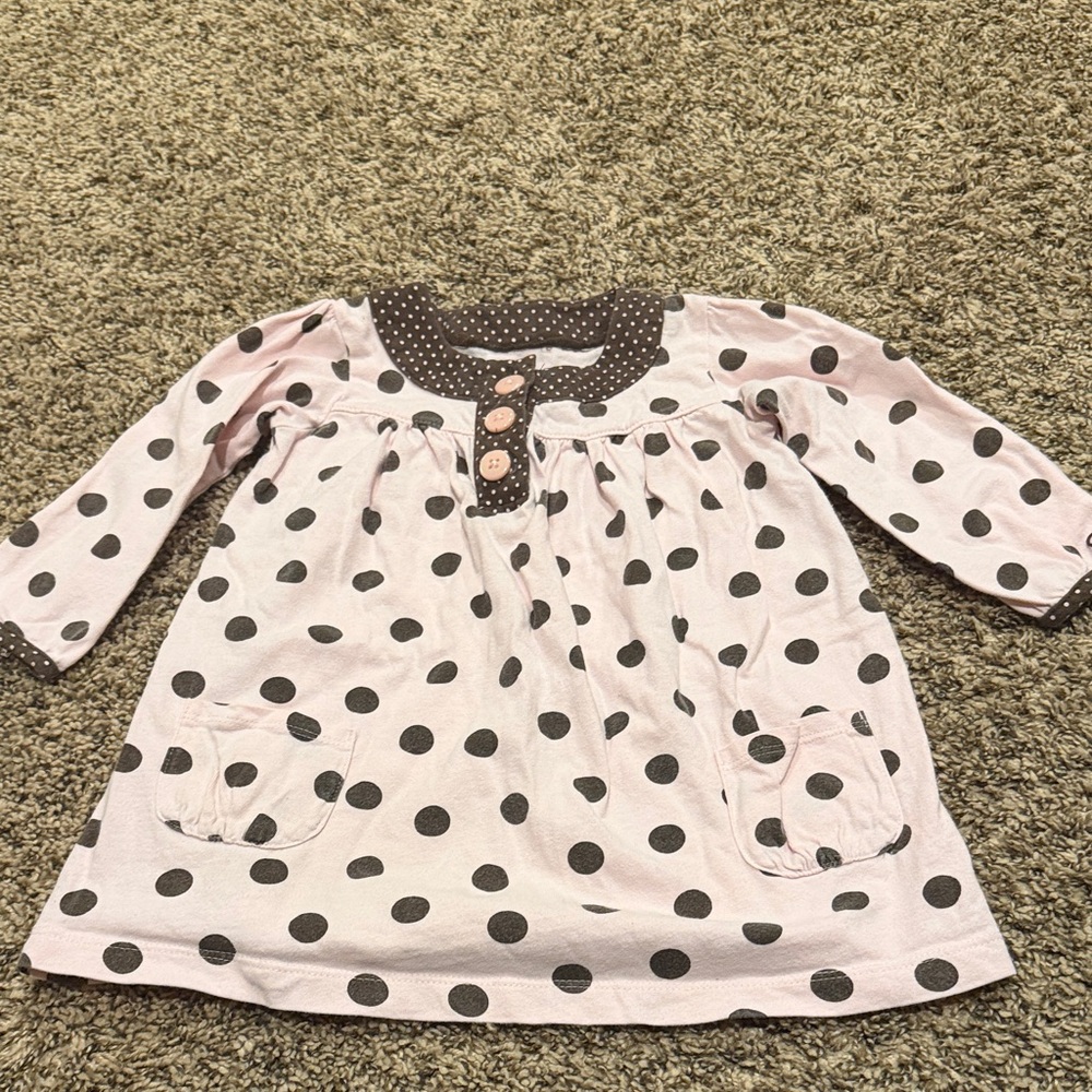 Carter's Pink and Brown Polka Dot Dress